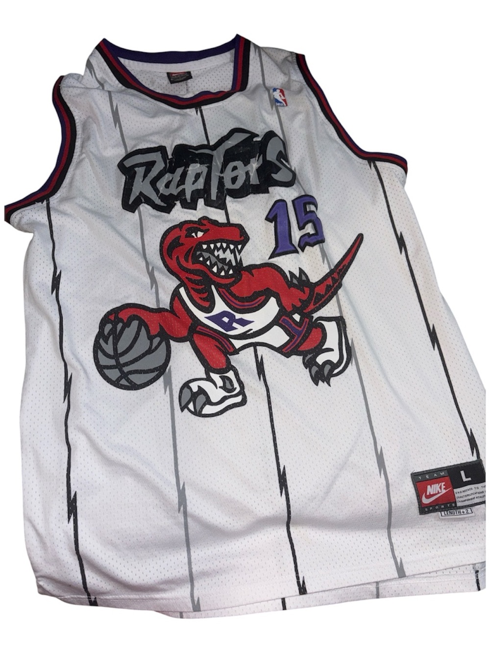 Nike White Toronto Raptors Red & Purple Graphic Basketball Jersey